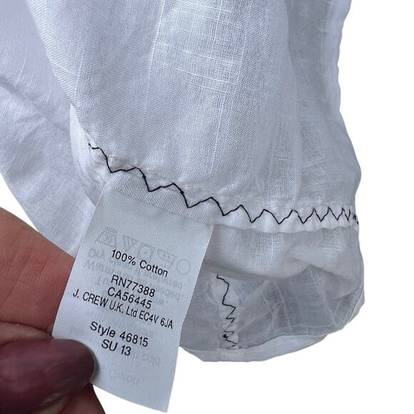 J. Crew Boxy White Blouse with Black Embellishments - Picture 7 of 7